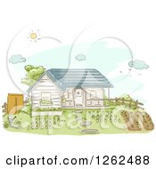 Poster, Art Print Of House With A Big Garden In The Yard