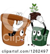 Poster, Art Print Of Two Pots Exhcanging A Plant