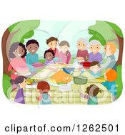 Poster, Art Print Of People With Food At A Potluck In A Park