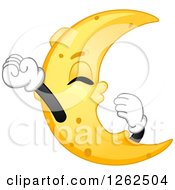 Crescent Moon Streatching And Yawning