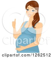 Clipart Of A Happy Pregnant Brunette White Woman Holding A Thumb Up And Her Belly Royalty Free Vector Illustration