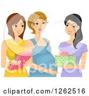 Poster, Art Print Of Happy Ladies Giving Gifts To A Pregnant Friend