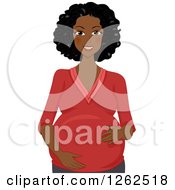 Happy Black Pregnant Woman Holding Her Belly