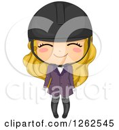 Clipart Of A Cute Blond Caucasian Girl In Equestrian Apparel Royalty Free Vector Illustration by BNP Design Studio