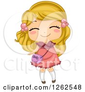 Poster, Art Print Of Cute Blond White Girl In A Pink Dress