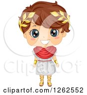 Clipart Of A Cute Boy In A Roman Costume Royalty Free Vector Illustration