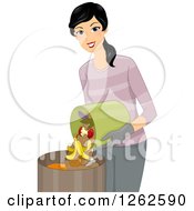 Poster, Art Print Of Happy Woman Puring Compost In A Bin