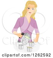 Clipart Of A Blond Caucasian Woman Making Candles Royalty Free Vector Illustration