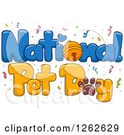 Clipart Of A Bell And Paw Print With National Pet Day Text Royalty Free Vector Illustration