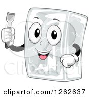Poster, Art Print Of Happy Block Of Ice Character Holding A Chisel