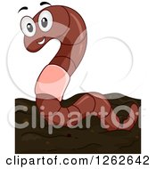 Clipart Of A Happy Earthworm On Soil Royalty Free Vector Illustration