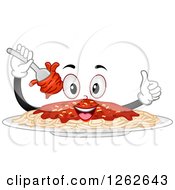 Clipart Of A Happy Plate Of Spaghetti Giving A Thumb Up Royalty Free Vector Illustration by BNP Design Studio