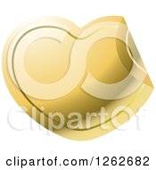 Clipart Of A Peeling Gold Heart Tag Label Royalty Free Vector Illustration