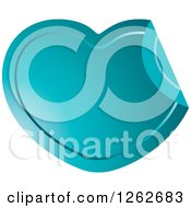 Clipart Of A Peeling Teal Heart Tag Label Royalty Free Vector Illustration