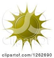 Clipart Of A Sunburst Olive Green Seal Tag Label Royalty Free Vector Illustration