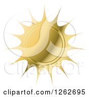 Clipart Of A Sunburst Gold Seal Tag Label Royalty Free Vector Illustration