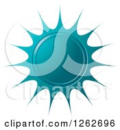 Clipart Of A Sunburst Teal Seal Tag Label Royalty Free Vector Illustration