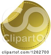 Clipart Of A Peeling Gold Round Sewn Tag Label Royalty Free Vector Illustration