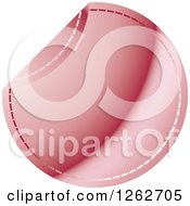 Clipart Of A Peeling Pink Round Sewn Tag Label Royalty Free Vector Illustration