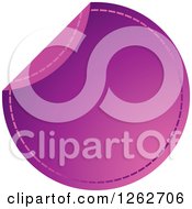 Clipart Of A Peeling Purple Round Sewn Tag Label Royalty Free Vector Illustration