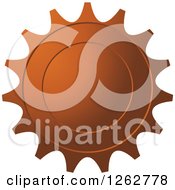 Clipart Of A Gear Like Brown Tag Label Royalty Free Vector Illustration