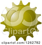 Clipart Of A Gear Like Olive Green Tag Label Royalty Free Vector Illustration