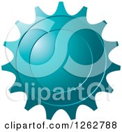 Clipart Of A Gear Like Teal Tag Label Royalty Free Vector Illustration