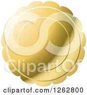 Clipart Of A Floral Like Gold Tag Label Royalty Free Vector Illustration