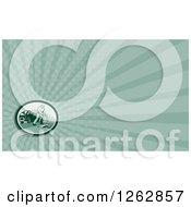 Clipart Of A Retro Drainage Cleaner And Green Rays Background Or Business Card Design Royalty Free Illustration by patrimonio