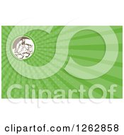 Clipart Of A Retro Jockey And Race Horse And Rays Business Card Design Royalty Free Illustration