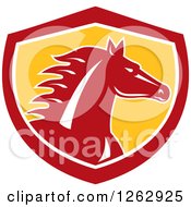 Poster, Art Print Of Horse Head In A Red White And Yellow Shield