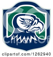 Tough Falcon Head In A Green Blue And White Shield