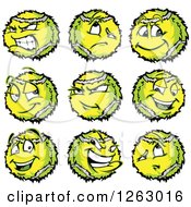 Clipart Of Tennis Ball Mascots Royalty Free Vector Illustration