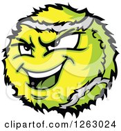 Clipart Of A Tough Tennis Ball Mascot Royalty Free Vector Illustration