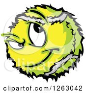 Clipart Of A Tough Tennis Ball Mascot Royalty Free Vector Illustration