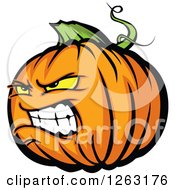Clipart Of A Tough Halloween Pumpkin Character Royalty Free Vector Illustration