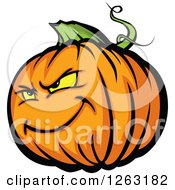 Clipart Of A Tough Halloween Pumpkin Character Royalty Free Vector Illustration