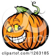Clipart Of A Happy Halloween Pumpkin Character Royalty Free Vector Illustration