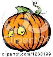 Clipart Of A Surprised Halloween Pumpkin Character Royalty Free Vector Illustration