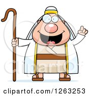 Clipart Of A Cartoon Chubby Male Shepherd With An Idea Royalty Free Vector Illustration by Cory Thoman