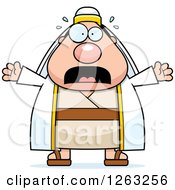 Clipart Of A Cartoon Chubby Scared Screaming Male Shepherd Royalty Free Vector Illustration