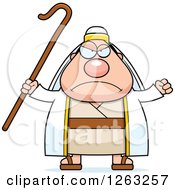 Clipart Of A Cartoon Mad Chubby Male Shepherd Royalty Free Vector Illustration
