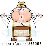 Clipart Of A Cartoon Careless Shrugging Chubby Male Shepherd Royalty Free Vector Illustration