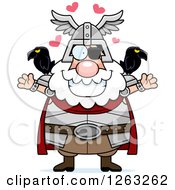 Poster, Art Print Of Cartoon Loving Chubby Odin With Open Arms And Hearts