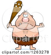 Cartoon Mad Cyclops Man Holding Up A Fist And Club