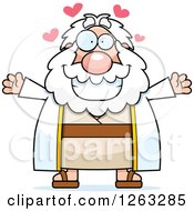 Poster, Art Print Of Cartoon Loving Chubby Moses With Open Arms And Hearts