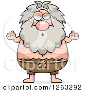 Poster, Art Print Of Cartoon Careless Shrugging Chubby Hermit Man