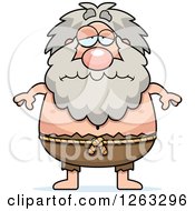 Cartoon Sad Depressed Chubby Hermit Man