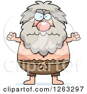 Cartoon Mad Chubby Hermit Man Holding Up Fists