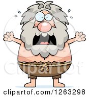 Clipart Of A Cartoon Scared Chubby Hermit Man Royalty Free Vector Illustration
